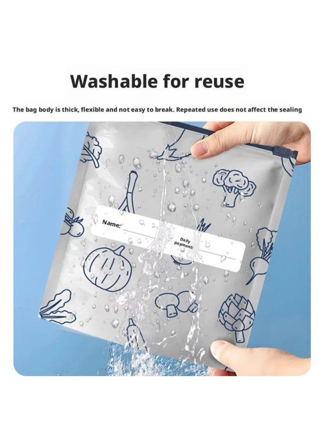 اكياس حفظ الطعام 30 كيسًا قابلاً لإعادة الاستخدام لتخزين قابلة للإغلاق 3 احجام مختلفه مع ملصق وسحاب، للمطبخ - Image 2